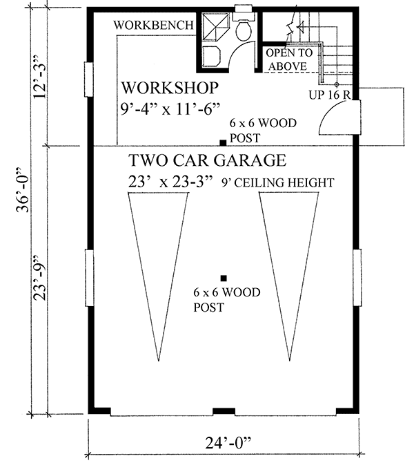 Plan 9823SW: Shingle-Style Garage - Floor Plan - Main Level - Carriage, Country, Craftsman, Mountain, Traditional