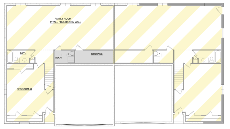 Plan 849065PGE: Traditional Multi-Family House Plan with 3-4 Beds and Basement - Floor Plan - Basement Level - New American, Ranch, Traditional