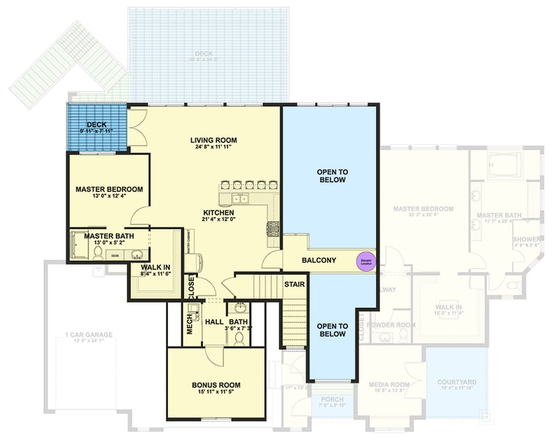 Plan 61745UT: Multi-Generational Traditional House Plan with 4122 Sq Ft and 3-Car Garage - Floor Plan -  - New American, Ranch, Traditional