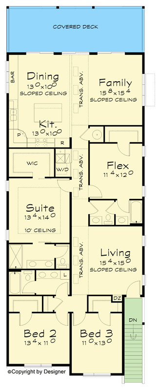 Plan 42743DB: Contemporary 3-4 Bedroom House Plan with Drive-Under Garage - Floor Plan -  - Contemporary