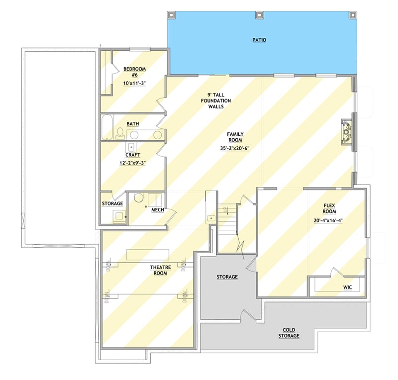 Plan 849074PGE: Modern Farmhouse House Plan with 5 Bedrooms, 3-Car Garage, and Walkout Basement - Floor Plan - Optionally Finished Basement - Farmhouse, Modern Farmhouse, New American, Traditional