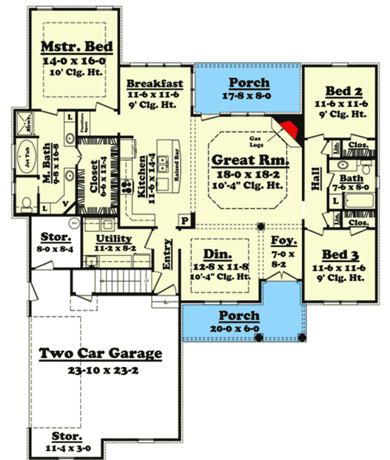 Plan 11744HZ: Bonus Space for Expansion - Floor Plan - Main Level - European, Traditional