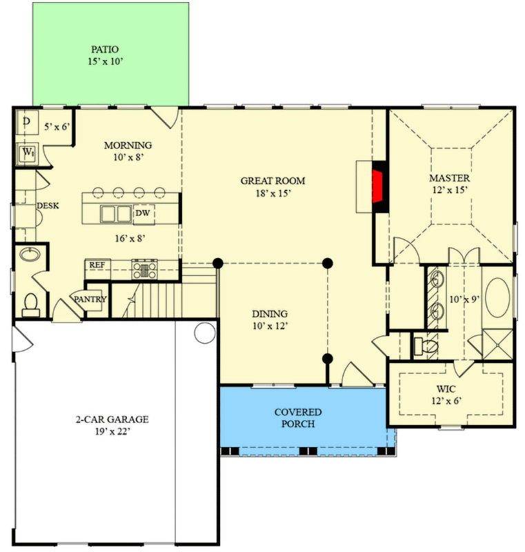 Plan 12094JL: Early American Charm - Floor Plan - Main Level - Country, European