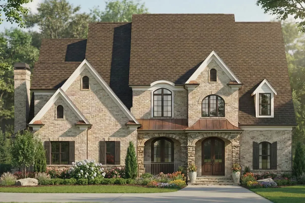 European Luxury House Plan with 4 Bedrooms and Two-Story Great Room