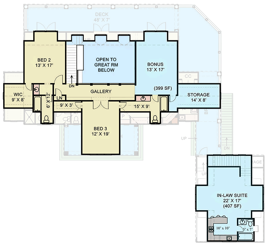 Plan 12232JL: Traditional Modern Cottage House Plan with Main Level Master Suite - Floor Plan - 2nd Floor - Cottage, French Country, New American, Traditional