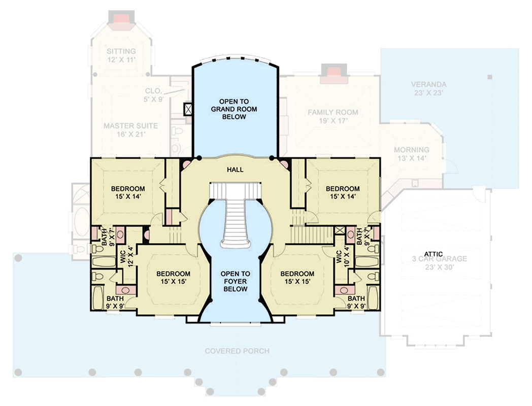 Plan 12260JL: Southern Traditional House Plan with 4 Bedrooms and Grand Living Spaces - Floor Plan - Image #10 - Country, Southern, Traditional