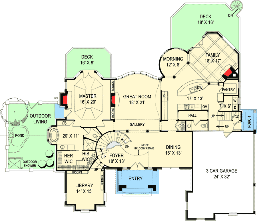 Plan 12273JL: The Prestige of Your Own Castle - Floor Plan - Main Level - European