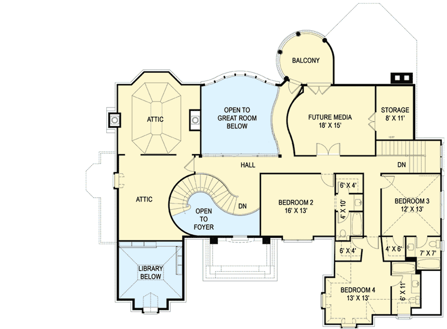 Plan 12273JL: The Prestige of Your Own Castle - Floor Plan - 2nd Floor - European