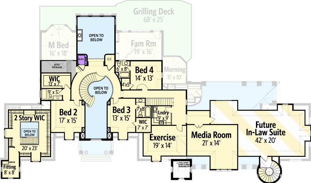 Plan 12292JL: European Castle with Two-Story Master Closet - Floor Plan - 2nd Floor - European, French Country