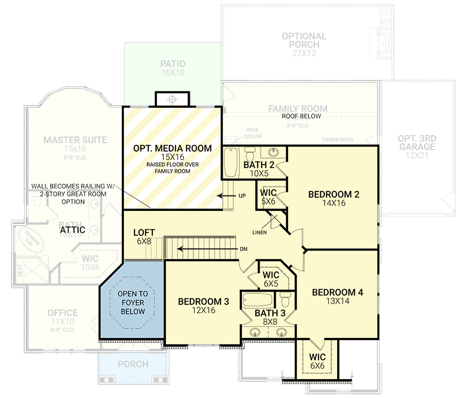 Plan 12304JL: European House Plan with Lots of Options - Floor Plan - 2nd Floor - European
