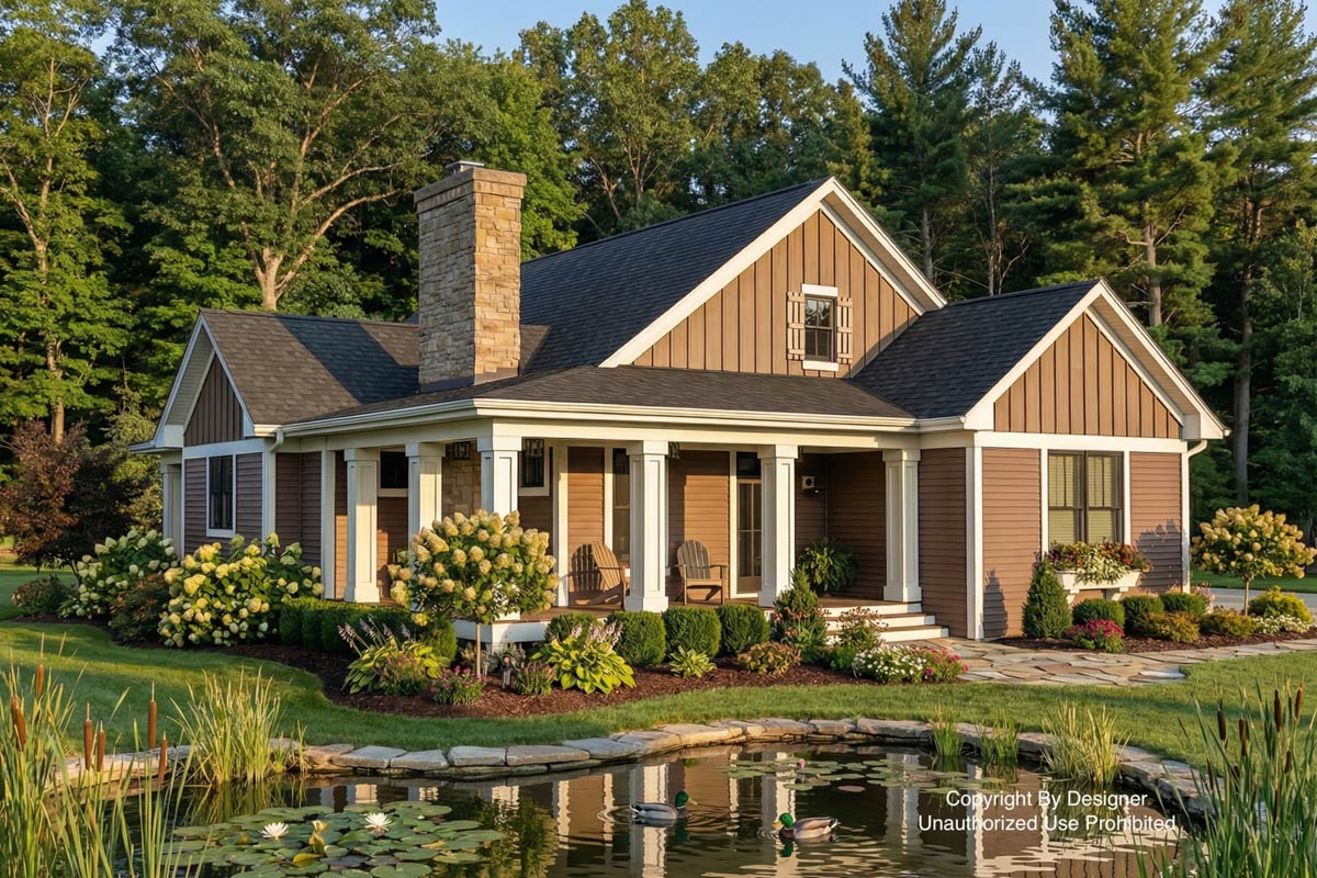 Plan 14306RK: Rustic Tones and a Wrap-Around Porch - 1811 Sq Ft