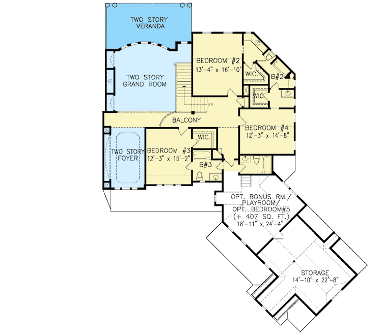 Plan 15680GE: Balcony Overlook - Floor Plan - 2nd Floor - European, Traditional