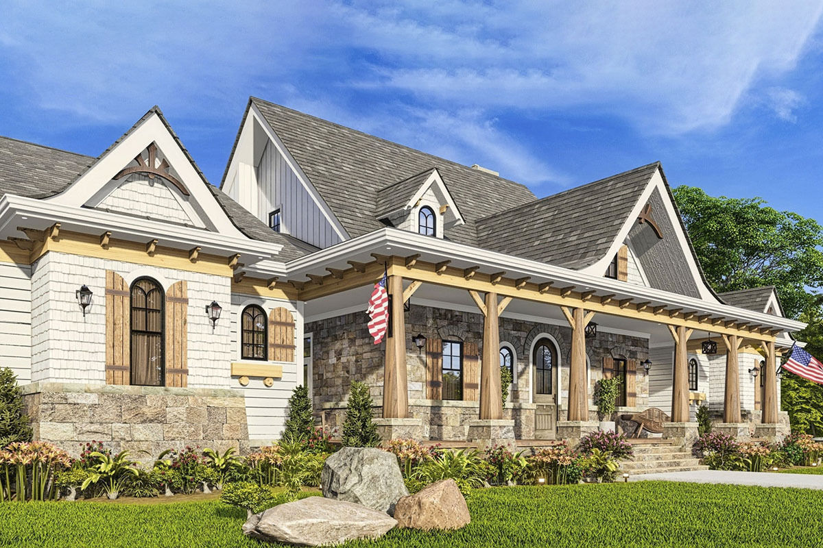 Arts and Crafts House Plan with Great Symmetry and 2 Master Bedrooms ...