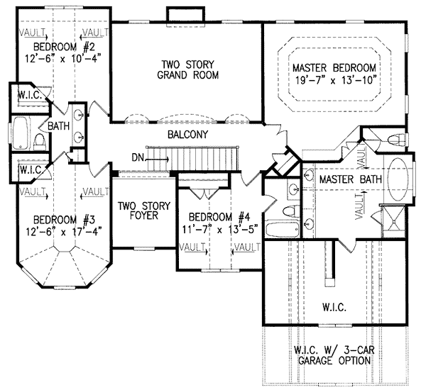 Plan 15768GE: Two-Story Great Room - Floor Plan - 2nd Floor - European, Traditional