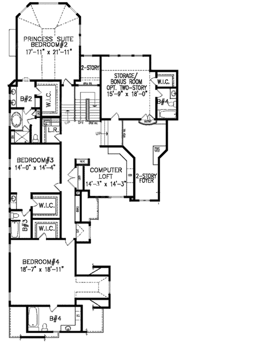 Plan 15842GE: Timber Accented Beauty - Floor Plan - 2nd Floor - European, French Country