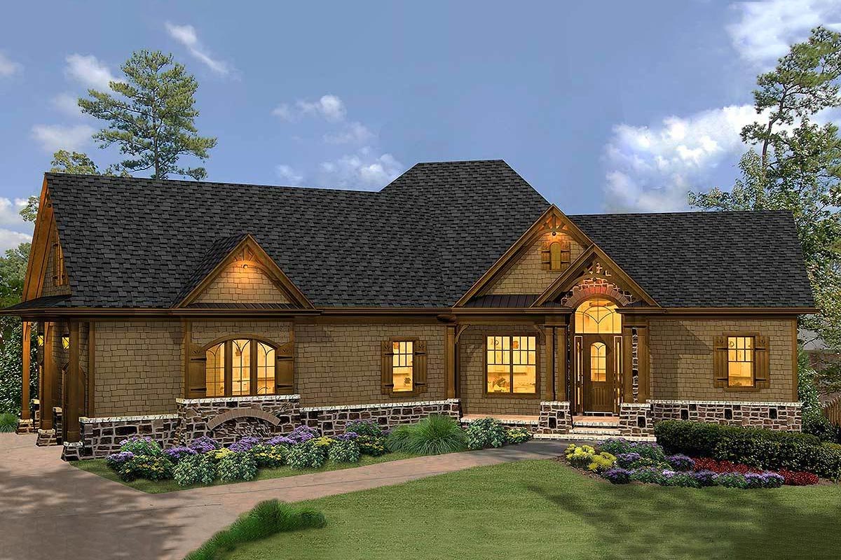 Plan 15888GE: Hip-Roofed Ranch Home Plan