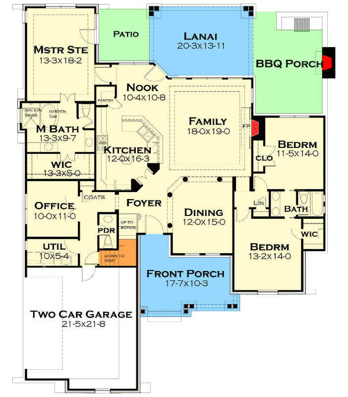 Plan 16863WG: Rugged Rustic 3 Bedroom Home Plan - Floor Plan - Main Level - Cottage, Country, Craftsman, Mountain, Ranch, Rustic, Vacation