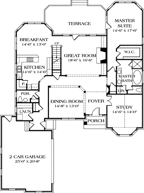 Plan 1757LV: Impressive Design - Floor Plan - Main Level - European, Traditional