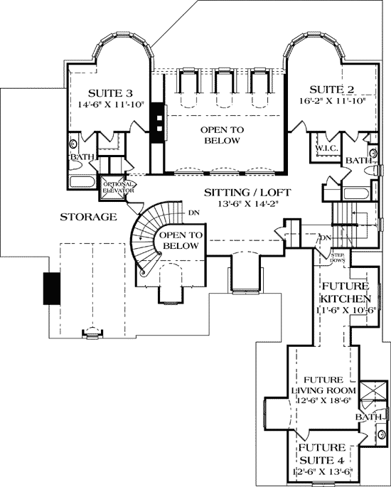Plan 17591LV: Retreat Essence - Floor Plan - 2nd Floor - European, French Country
