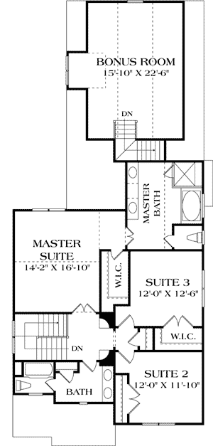 Plan 17605LV: Perfect for the Narrow Lot - Floor Plan - 2nd Floor - Traditional