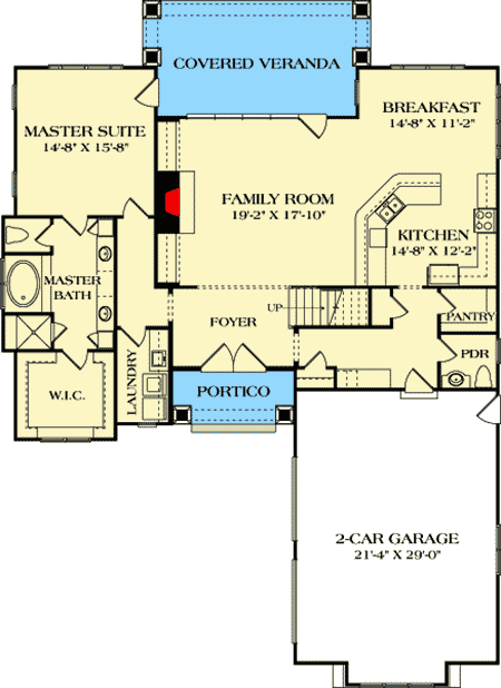 Plan 17701LV: Marvelous Open Floor Plan - Floor Plan - Main Level - Craftsman, Northwest, Shingle