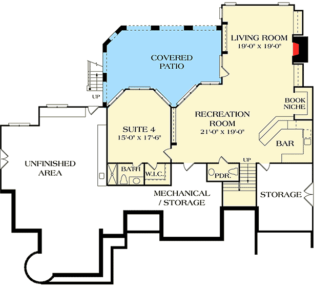Plan 17747LV: Fit For Royalty - Floor Plan - Lower Level - European, French Country, Traditional