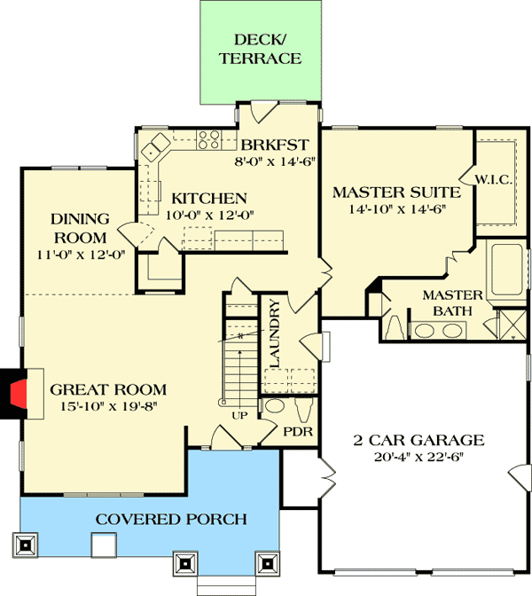 Plan 17777LV: Craftsman Home with Second Floor Rec Room - Floor Plan - Main Level - Bungalow, Cottage, Craftsman, Mountain, Northwest