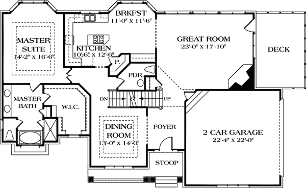 Plan 1778LV: Shingle Style House Plan with Optional Lower Level - Floor Plan - Main Level - Craftsman, Shingle