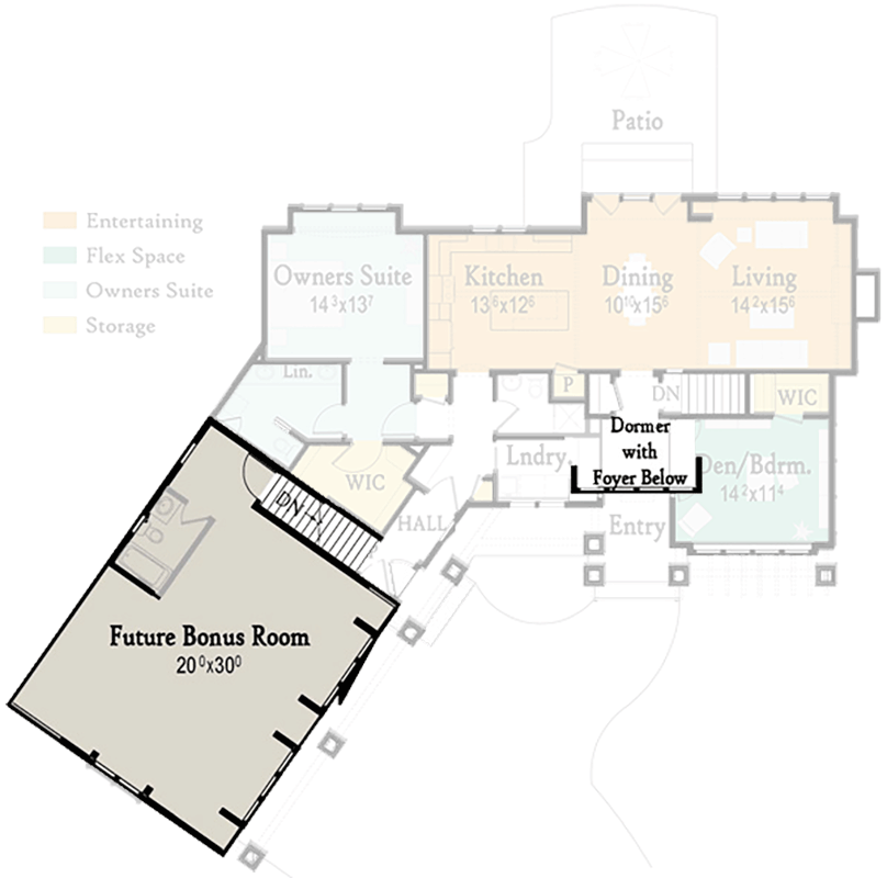 Plan 18222BE: Modern Farmhouse with Barrel Arched Entry - 1457 Sq Ft - Floor Plan - Bonus - Country, Craftsman, Northwest