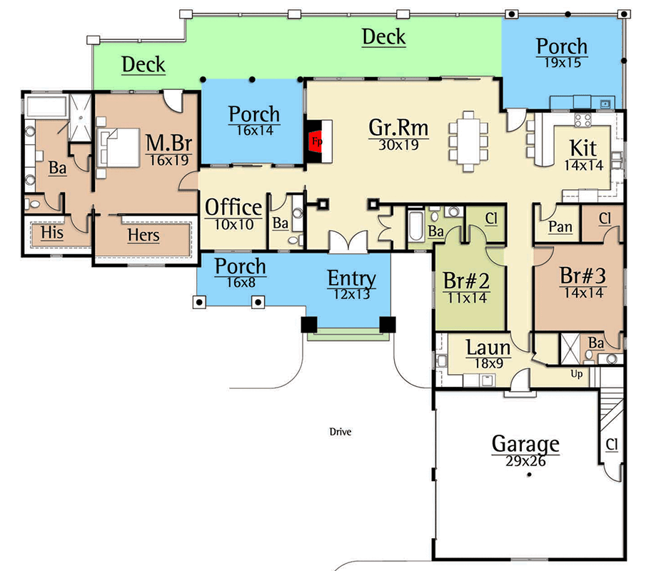 Plan 18803CK: Rustic Mountain House Plan with 3 Beds, Main Level Master Suite - Floor Plan - Main Level - Craftsman, Mountain, Northwest, Rustic, Vacation