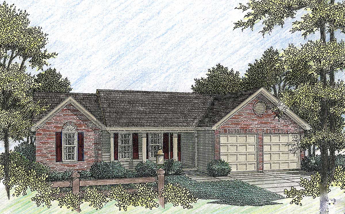 Lovely Brick Ranch - 2001GA | Architectural Designs ...