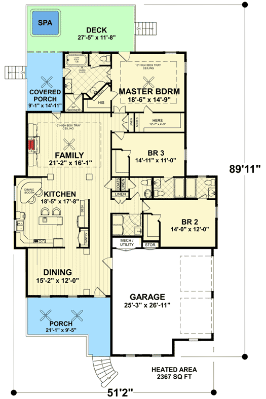 Plan 20113GA: Appealing Craftsman Home Plan - Floor Plan - Main Level - Craftsman, Northwest