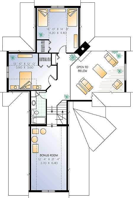 Plan 21056DR: Charming Entry Porch - Floor Plan - 2nd Floor - Cottage, Traditional