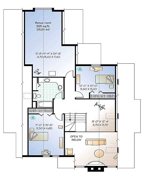 Plan 21057DR: Mezzanine and Bonus Room Add Space - Floor Plan - 2nd Floor - Cottage, Northwest, Vacation