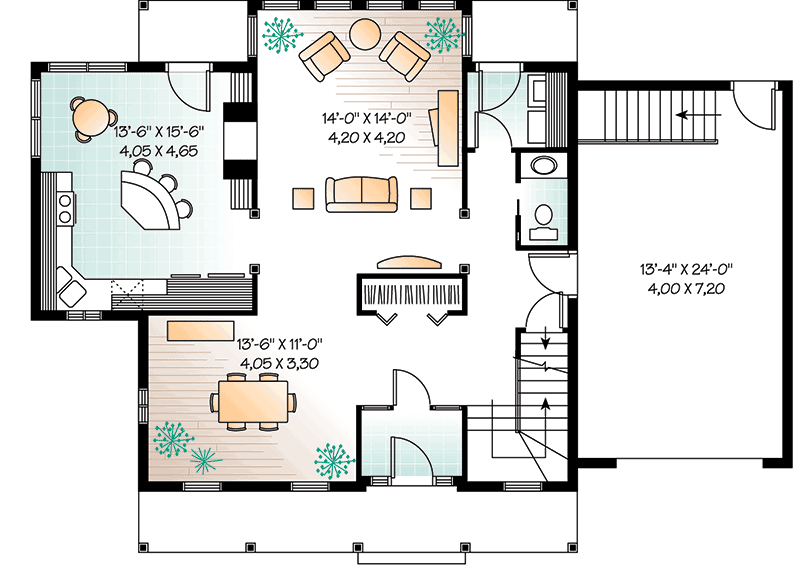 Plan 21355DR: Comfortable Farmhouse House Plan - Floor Plan - Main Level - Cottage, Country, Farmhouse
