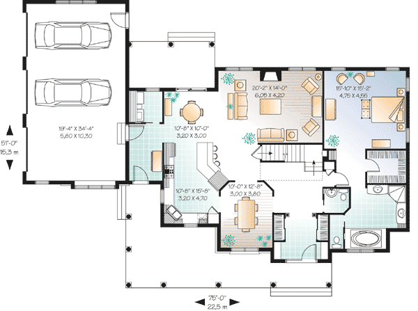 Plan 21482DR: Perfect Planning - Floor Plan - Main Level - Country, Farmhouse