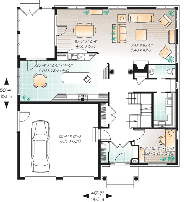 Plan 21484DR: European Influences - Floor Plan - Main Level - European