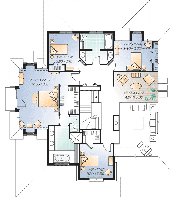 Plan 21493DR: Impressive Country House Plan - Floor Plan - 2nd Floor - Country, Traditional