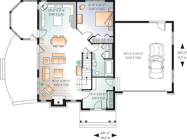 Plan 21639DR: Handsome Traditional House Plan - Floor Plan - Main Level - Traditional