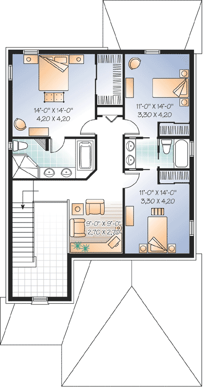 Plan 21654DR: Flexible 3 or 4 Bedroom House Plan - Floor Plan - 2nd Floor - Traditional