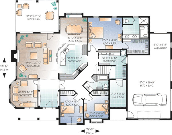 Plan 21655DR: Airy Florida Style Design - Floor Plan - Main Level - Florida-Style, Traditional