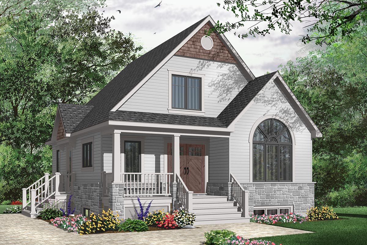 Plan 21735DR: Cozy Cottage with Covered Porch