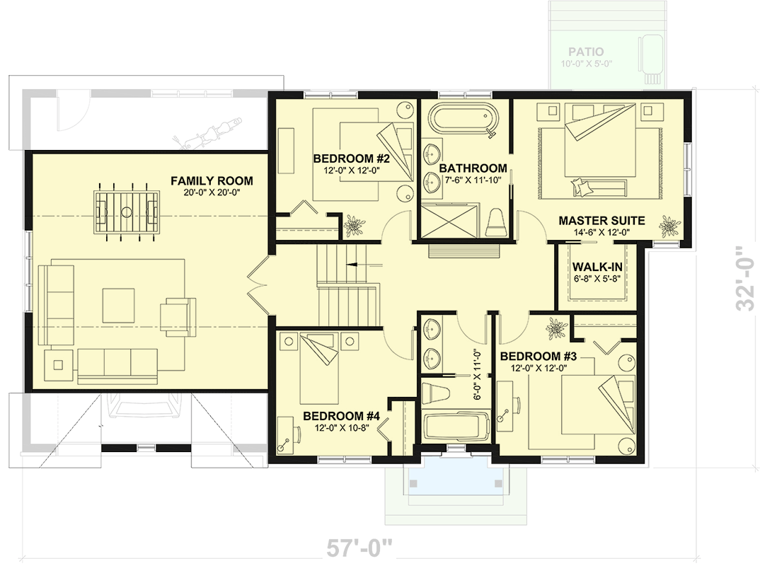 Plan 21823DR: Traditional House Plan with Home Office - 2573 Sq Ft - Floor Plan - 2nd Floor - Modern Farmhouse, New American, Traditional