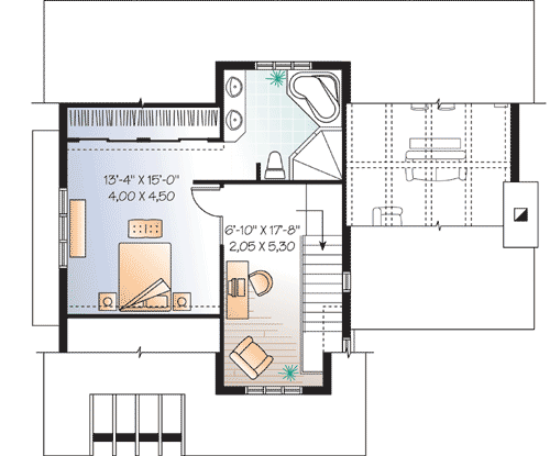 Plan 21826DR: Attractive Stone, Shake and Siding - Floor Plan - 2nd Floor - Cottage, Craftsman, Northwest