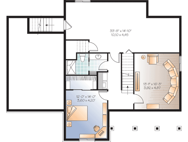 Plan 21948DR: Split Level Home Plan with Lower Level - Floor Plan - Basement