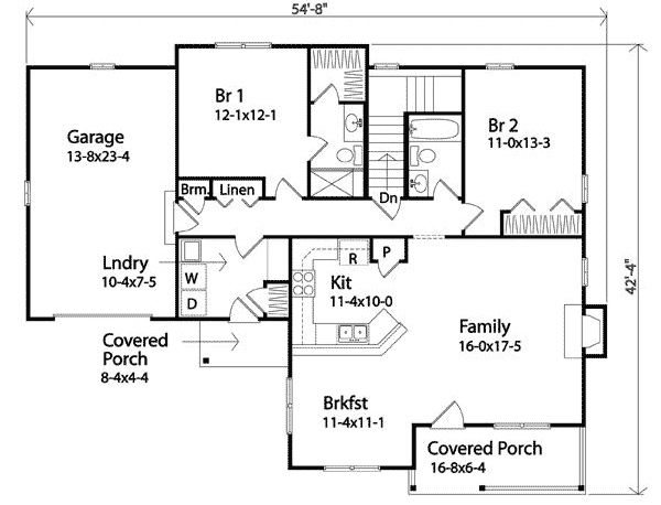 Plan 22087SL: Quaint Covered Porches - Floor Plan - Main Level - Ranch