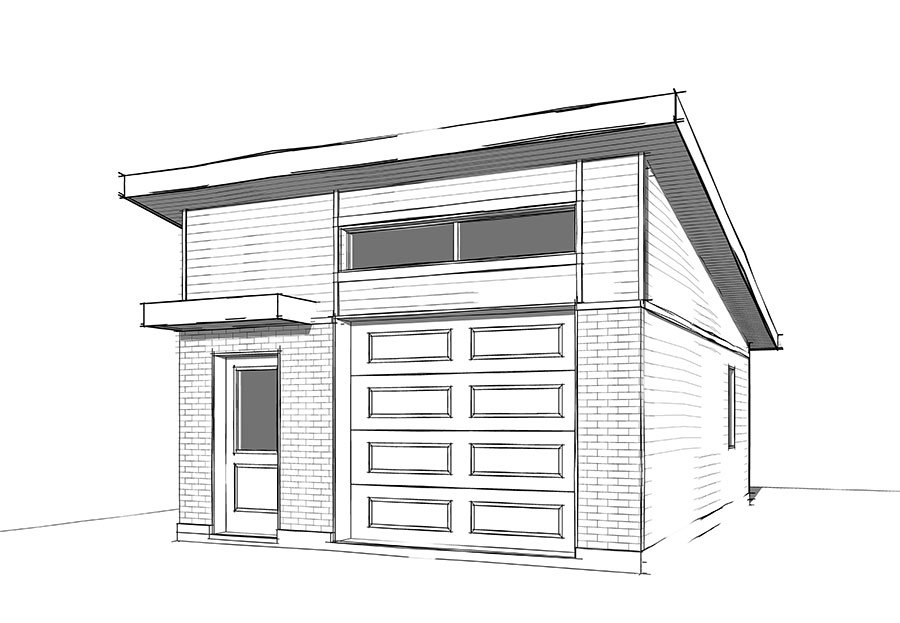 One Car Modern Garage Plan with Man Door - 22447DR | Architectural ...