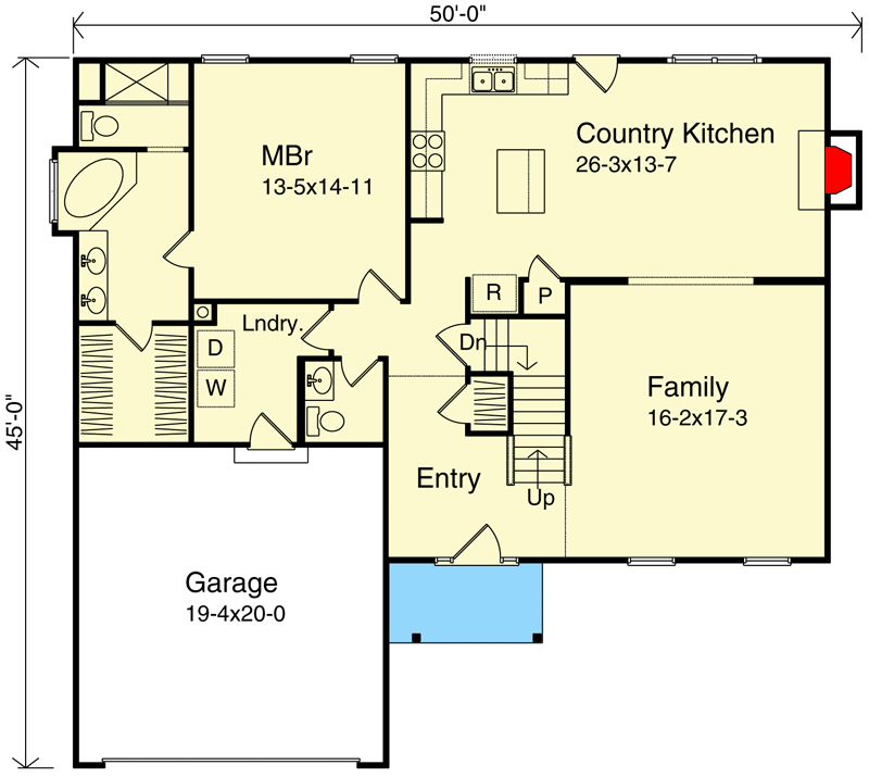 Plan 2277SL: 2-Story Traditional Home Plan with Main Floor Master - Floor Plan - Main Level - Traditional