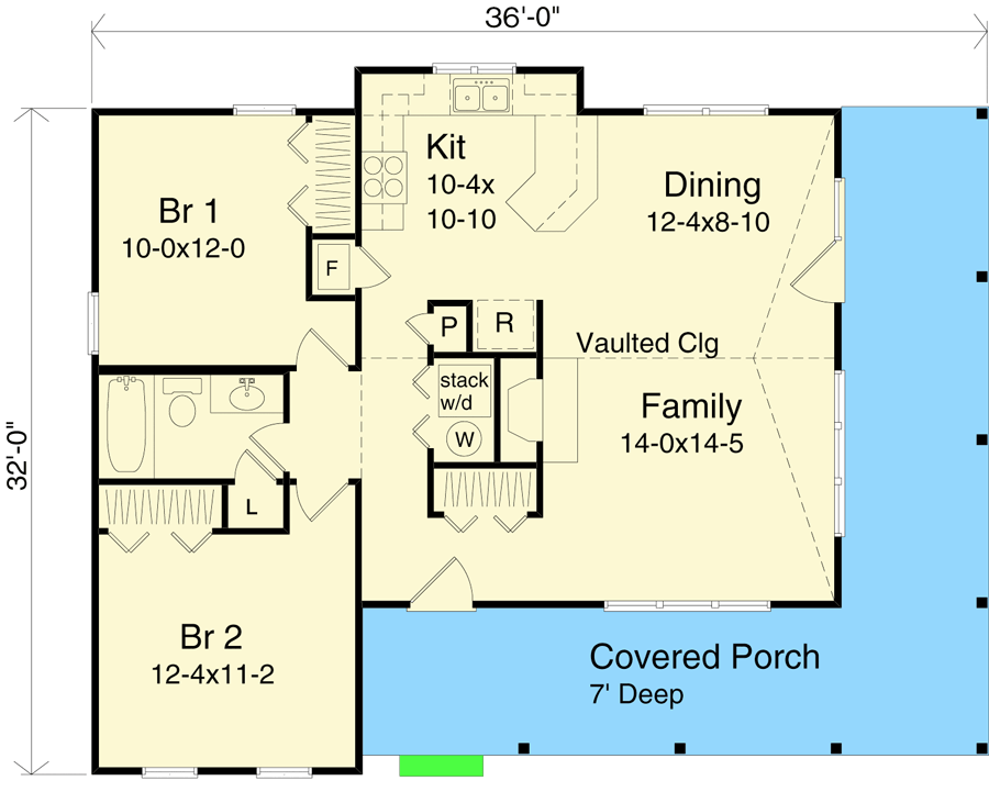Plan 2290SL: Wraparound Cottage - Floor Plan - Main Level - Cottage, Country, Ranch, Vacation