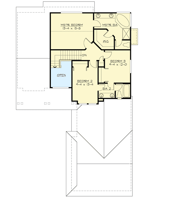 Plan 23012JD: Vaulted Master Suite - Floor Plan - 2nd Floor - Northwest, Traditional
